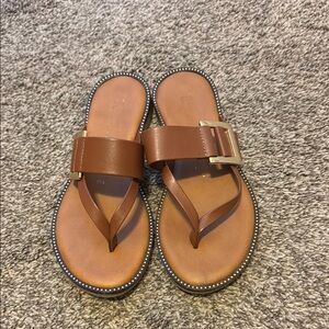 Brown Leather Sandals with Buckle